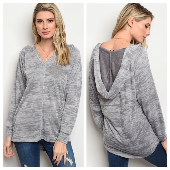 ❤️1 SM 1 MED❤️Grey Hooded Tunic Top - Picture 8 of 8